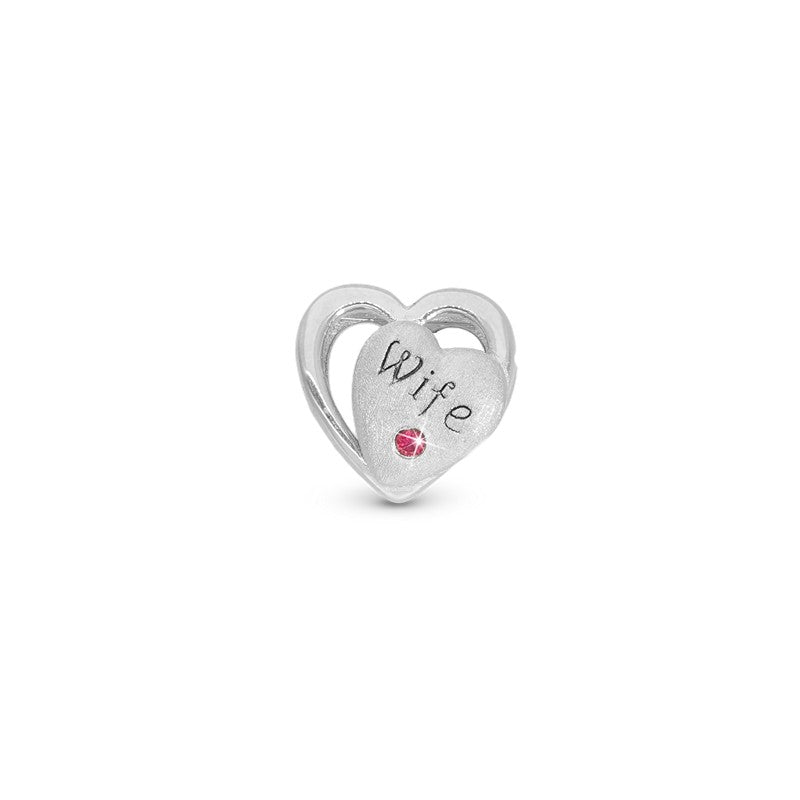 My Wife hjertecharm i sølv med rød zirkonia – Christina Jewelry & Watches